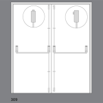 EXIDOR 309 - DOUBLE DOOR SET WITH HORIZONTAL PULLMAN LATCHES FOR REBATED DOUBLE DOORS