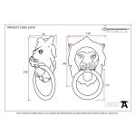 FROM THE ANVIL 33018 - BLACK LIONS HEAD DOOR KNOCKER