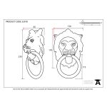 FROM THE ANVIL 33018 - BLACK LIONS HEAD DOOR KNOCKER