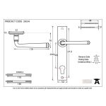 FROM THE ANVIL 33034 - PEWTER PATINA AVON SLIMLINE ESPAG LOCK SET ON BACKPLATE 92MM