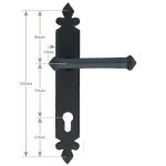 FROM THE ANVIL 33766 - PEWTER PATINA TUDOR ESPAG LEVER ON EURO LOCK BACKPLATE - 92MM CENTRES
