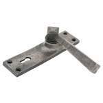 FROM THE ANVIL 73112 - ANTIQUE PEWTER STRAIGHT SPRUNG DOOR LEVER ON LOCK BACKPLATE