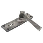 FROM THE ANVIL 73112 - ANTIQUE PEWTER STRAIGHT SPRUNG DOOR LEVER ON LOCK BACKPLATE