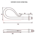 FROM THE ANVIL 83690 - BEESWAX SHEPHERDS CROOK CURTAIN FINIAL (PAIR)