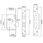 UNION J2234E - BS 5-LEVER MORTICE SASH LOCK