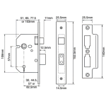 UNION J2277 - 3-LEVER MORTICE SASH LOCK