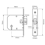 UNION J2401 - 5-LEVER SLIDING DOOR MORTICE LOCK