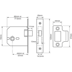UNION J2677 - MORTICE LATCH - 2.5/3 INCH