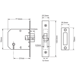 UNION J2426 - 3-LEVER SLIDING DOOR BATHROOM LOCK