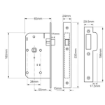 UNION JL2C23 - JL2C23 DIN MORTICE LATCH - 55MM BACKSET