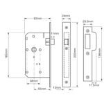UNION JL2C23 - JL2C23 DIN MORTICE LATCH - 55MM BACKSET
