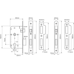 UNION JL2C21 - JL2C21 EURO PROFILE MORTICE SASH LOCK - 55MM BACKSET