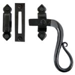 FROM THE ANVIL 33469 - BLACK LOCKING SHEPHERDS CROOK CASEMENT FASTENER - RIGHT HAND