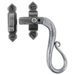 FROM THE ANVIL 33709 - PEWTER PATINA SHEPHERDS CROOK LOCKING CASEMENT FASTENER - RIGHT HAND