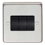 FROM THE ANVIL 34202/1 - SATIN STAINLESS 10 AMP TWO WAY TRIPLE SWITCH
