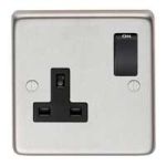 FROM THE ANVIL 34223/1 - SATIN STAINLESS 13 AMP DP SINGLE SWITCHED SOCKET