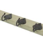 FROM THE ANVIL 83747 - COTTAGE COAT RACK - BEESWAX/OLIVE GREEN TIMBER