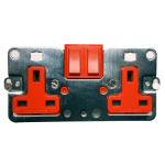 WANDSWORTH A354/D/R/R - 2-GANG 13 AMP SWITCHED SOCKET INTERIOR/RED ROCKERS/RED TRIM