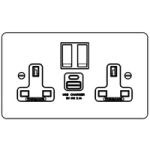 WANDSWORTH A3357 - CLASSIC 2-GANG 13 AMP SWITCHED SOCKET WITH USB TYPE C AND A OUTLET CHARGERS INTERIOR