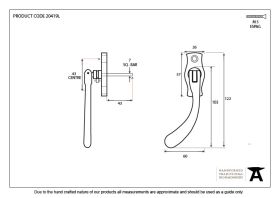 FROM THE ANVIL 20419L - POLISHED BRASS PEAR DROP LOCKING ESPAG FASTENER - LEFT HAND