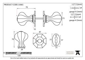 FROM THE ANVIL 33065 - BLACK LARGE OCTAGONAL MORTICE RIM KNOB SET