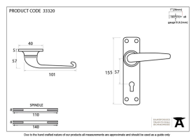 FROM THE ANVIL 33320 - BLACK SMOOTH LEVER LOCK ON BACKPLATE SET
