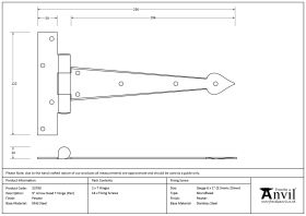 FROM THE ANVIL 33790 - PEWTER 9 INCH ARROW HEAD T HINGE (PAIR)