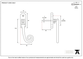 FROM THE ANVIL 33621 - PEWTER PATINA MONKEYTAIL LOCKING ESPAG FASTENER - RIGHT HAND