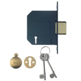 YALE PM562-PB-80 - PM562 BRITISH STANDARD 5-LEVER DEADLOCK: 3 INCH POLISHED BRASS