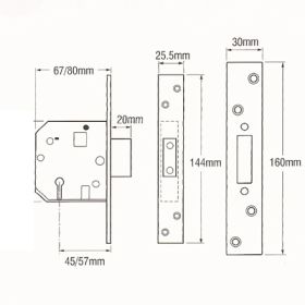 YALE PM562-PB-80 - PM562 BRITISH STANDARD 5-LEVER DEADLOCK: 3 INCH POLISHED BRASS