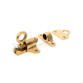 FROM THE ANVIL 90267 - POLISHED BRASS FANLIGHT CATCH + TWO KEEPS