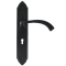 FROM THE ANVIL 33136 - BLACK GOTHIC CURVED SPRUNG DOOR LEVER ON LOCK BACKPLATE