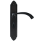 FROM THE ANVIL 33138 - BLACK GOTHIC CURVED SPRUNG DOOR LEVER ON BATHROOM BACKPLATE