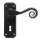 FROM THE ANVIL 33279 - BLACK SPRUNG MONKEYTAIL LEVER LOCK ON BACKPLATE SET