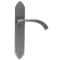 FROM THE ANVIL 33635 - PEWTER PATINA GOTHIC CURVED SPRUNG DOOR LEVER ON LATCH BACKPLATE