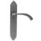FROM THE ANVIL 33635 - PEWTER PATINA GOTHIC CURVED SPRUNG DOOR LEVER ON LATCH BACKPLATE