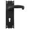 FROM THE ANVIL 73106 - BLACK COTTAGE SPRUNG DOOR LEVER ON LOCK BACKPLATE