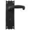 FROM THE ANVIL 73108 - BLACK COTTAGE SPRUNG DOOR LEVER ON BATHROOM BACKPLATE