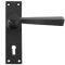 FROM THE ANVIL 73109 - BLACK STRAIGHT SPRUNG DOOR LEVER ON LOCK BACKPLATE