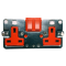 WANDSWORTH A354/D/R/R - 2-GANG 13 AMP SWITCHED SOCKET INTERIOR/RED ROCKERS/RED TRIM
