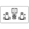 WANDSWORTH A3357 - CLASSIC 2-GANG 13 AMP SWITCHED SOCKET WITH USB TYPE C AND A OUTLET CHARGERS INTERIOR